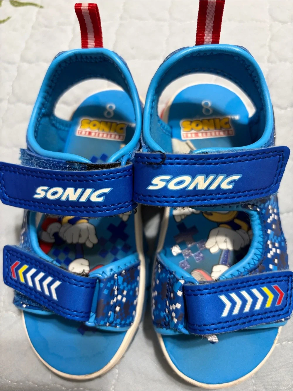SEGA Sonic the Hedgehog Boys Hook & Loop Velcro Blue PreOwned Sandals Size 8